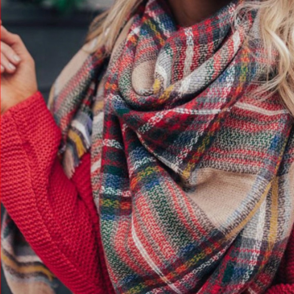 Scarf Shawl Thick Warm Plaid Print